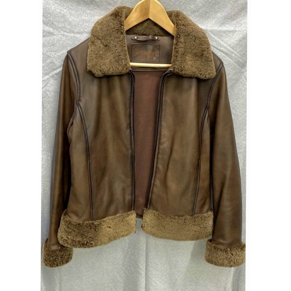 Thursday Boots Lamb Leather Brown Jacket Furlike Collar Waistband Men's Small - Picture 1 of 4
